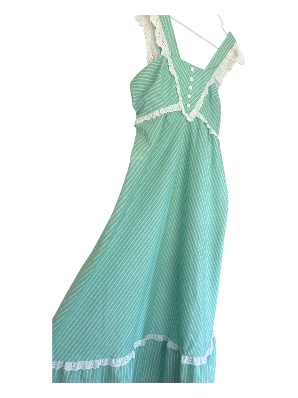 Vintage 70s green Striped Dress Size small